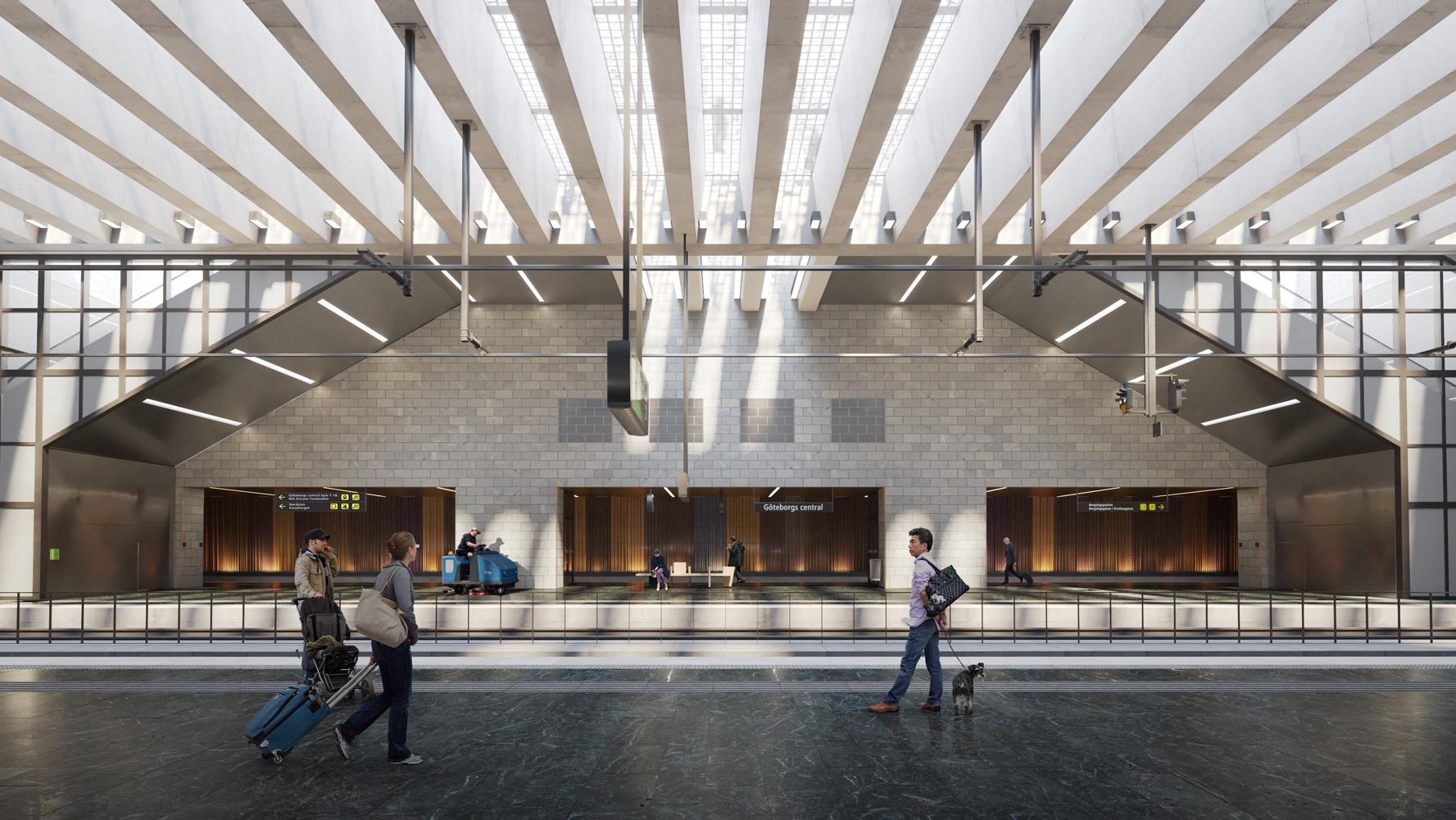 Glastaket är glasgolvet i nya stationshuset. Bild: Kanozi för Trafikverket