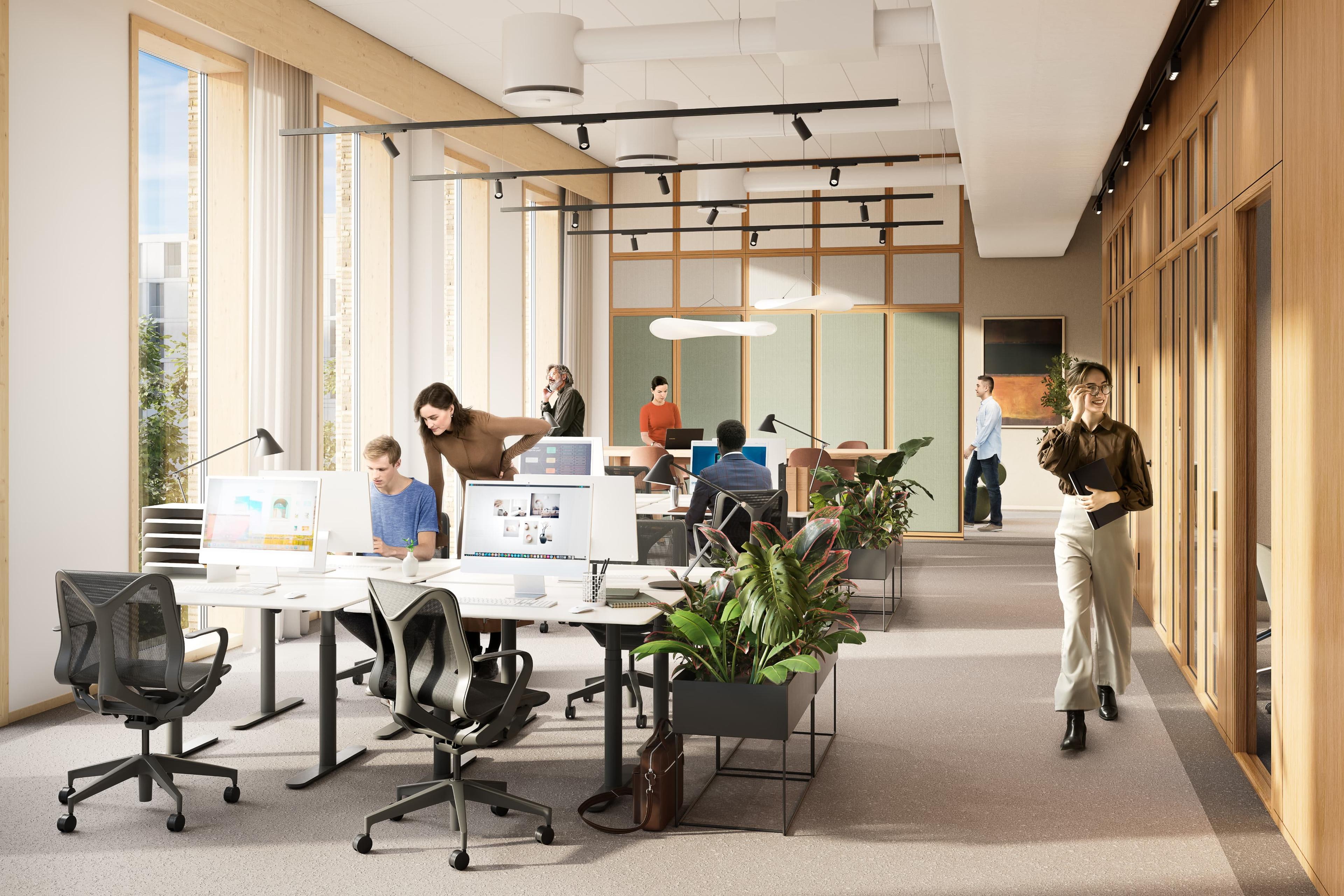 Målbild av kontor med öppet kontorslandskap