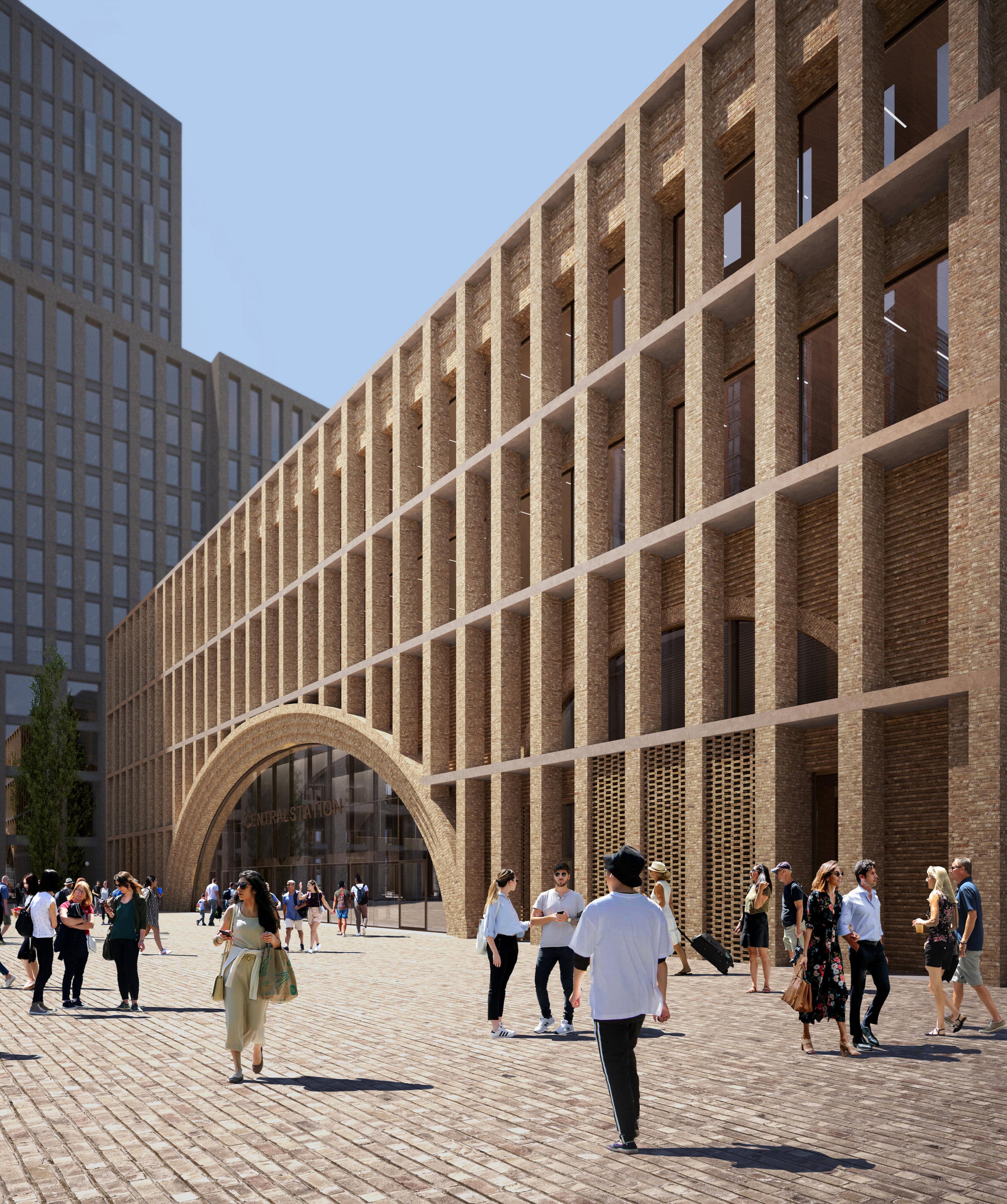 Nya stationshuset östra fasaden från nordost.