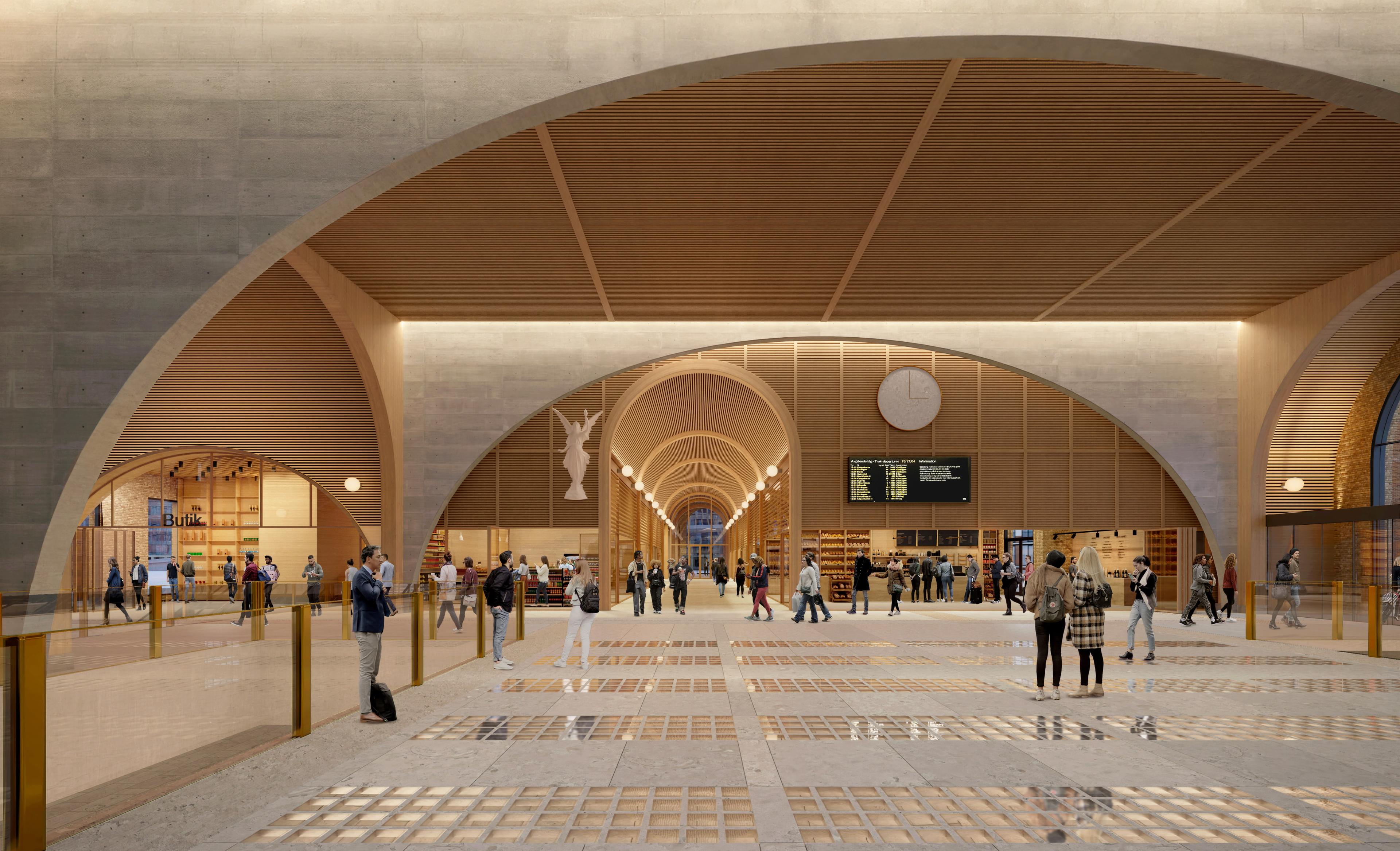 träbågarna som pryder taket i den västra delen av Göteborg Grand Central