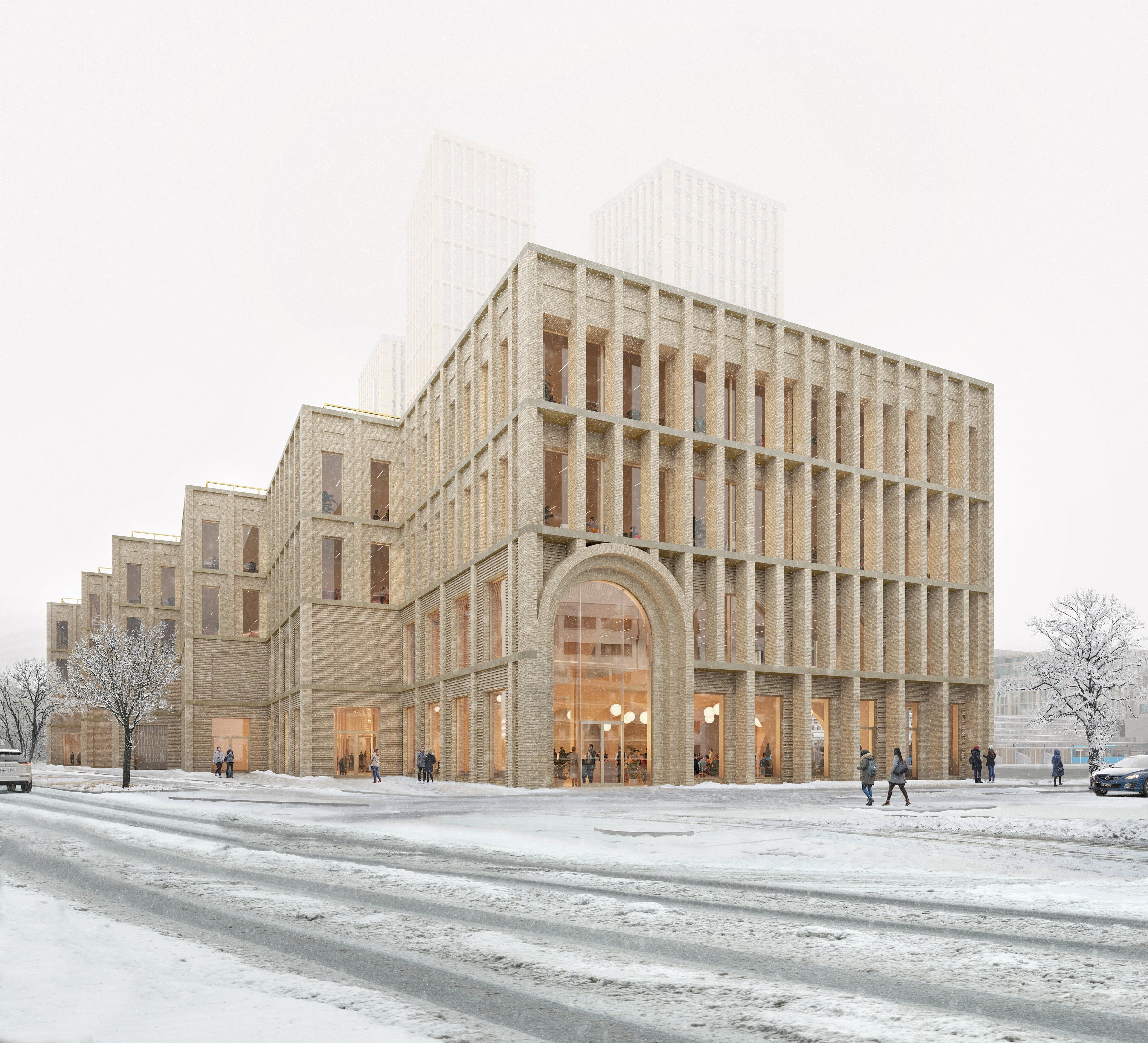 Målbild av hur Göteborg grand central kommer se ut på vintern