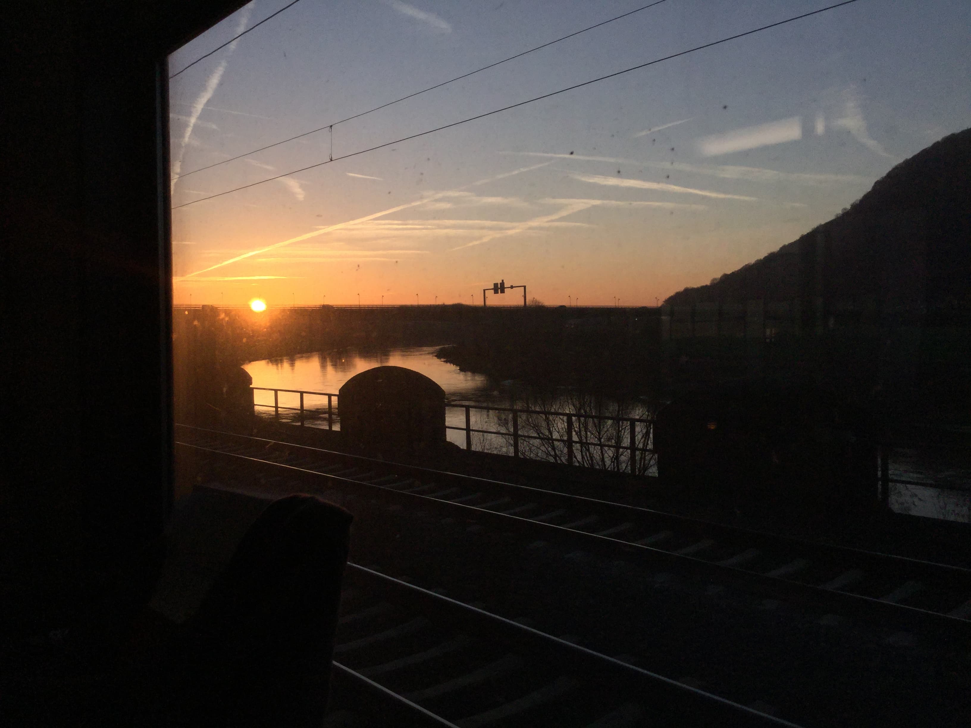 train window in the evening